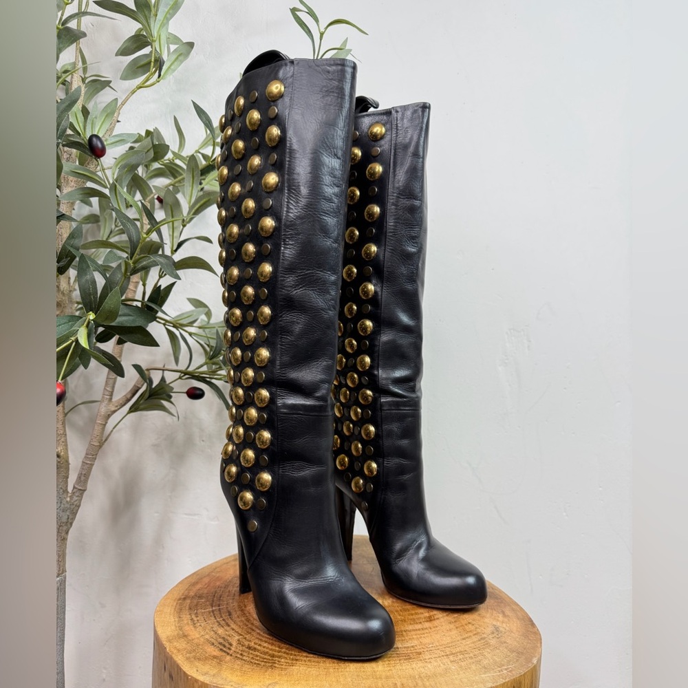 Gucci Black Leather Studded Boots size 36 best fit 5.5 - Picture 2 of 8